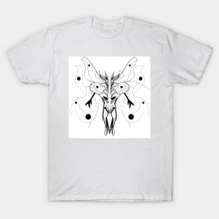 the white mothman alien monster in ecopop mexican patterns art T-Shirt